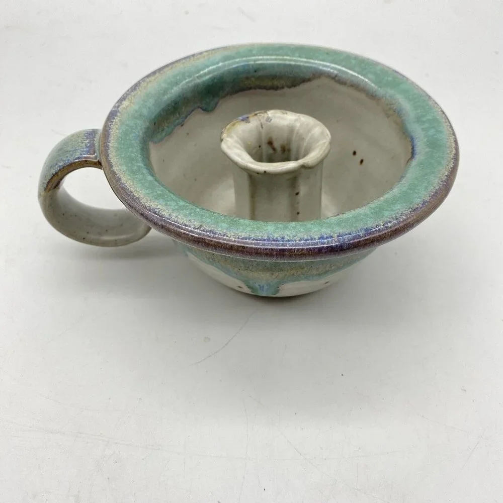 Vintage Sauk Mountain Pottery Chamberstick Candle Holder SMP TN Studio‎ Folk Art